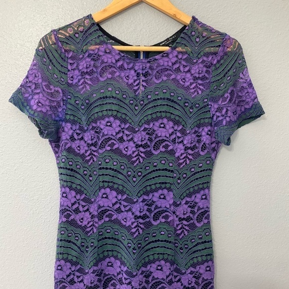 Romeo & Juliet Couture Purple Green Lace Cocktail Dress size Medium D - Picture 3 of 12